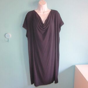 Eileen Fisher Plus 3X Navy Blue Pullover Drape Neck Sleeveless Jersey Knit